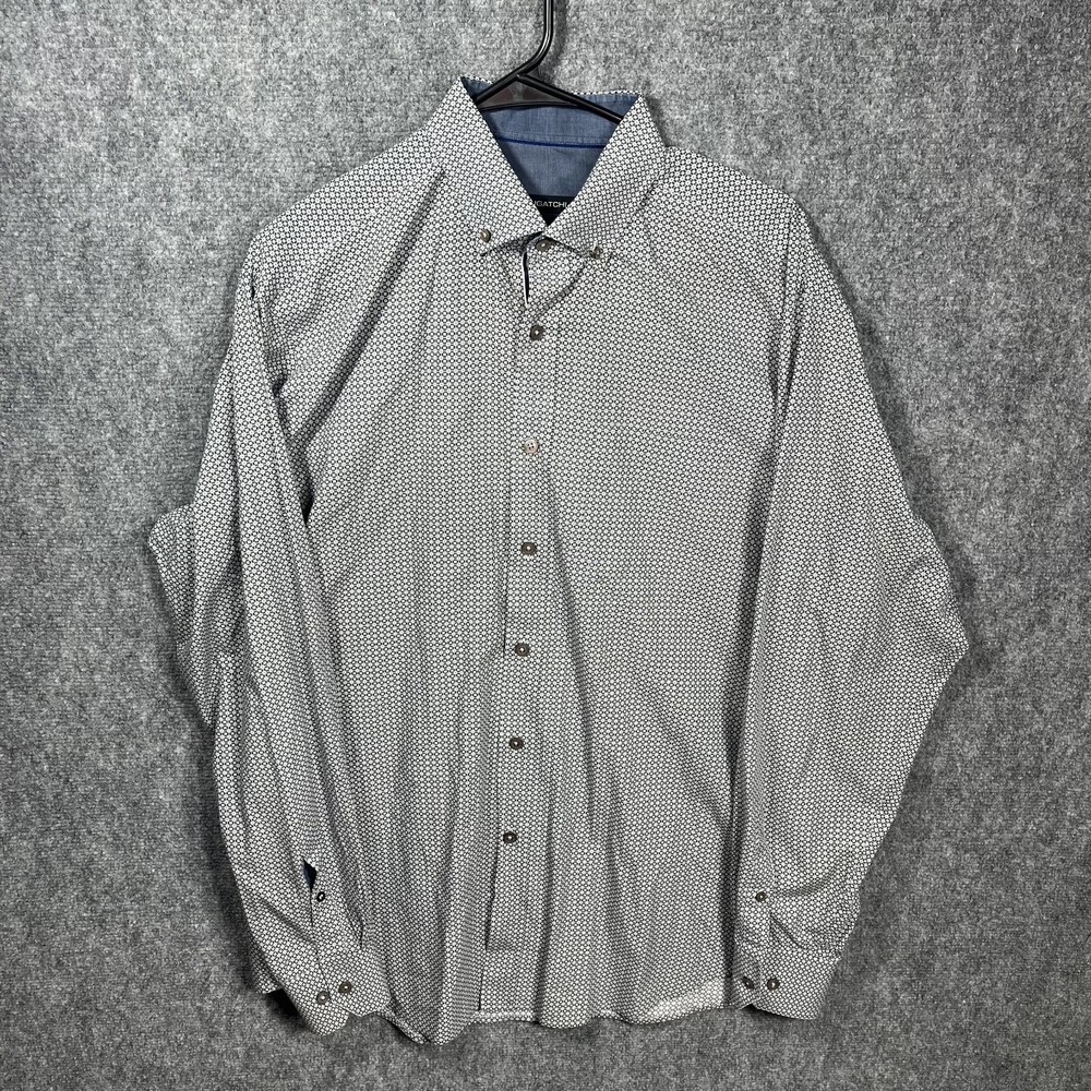 Bugatchi Classic Fit Button Up Long Sleeve Shirt Mens Size L Medallion Pattern